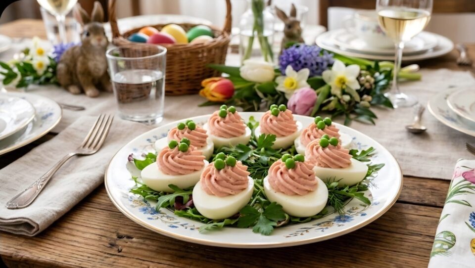 Le uova farcite con mousse di mortadella