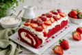 Rotolo red velvet con crema e fragole