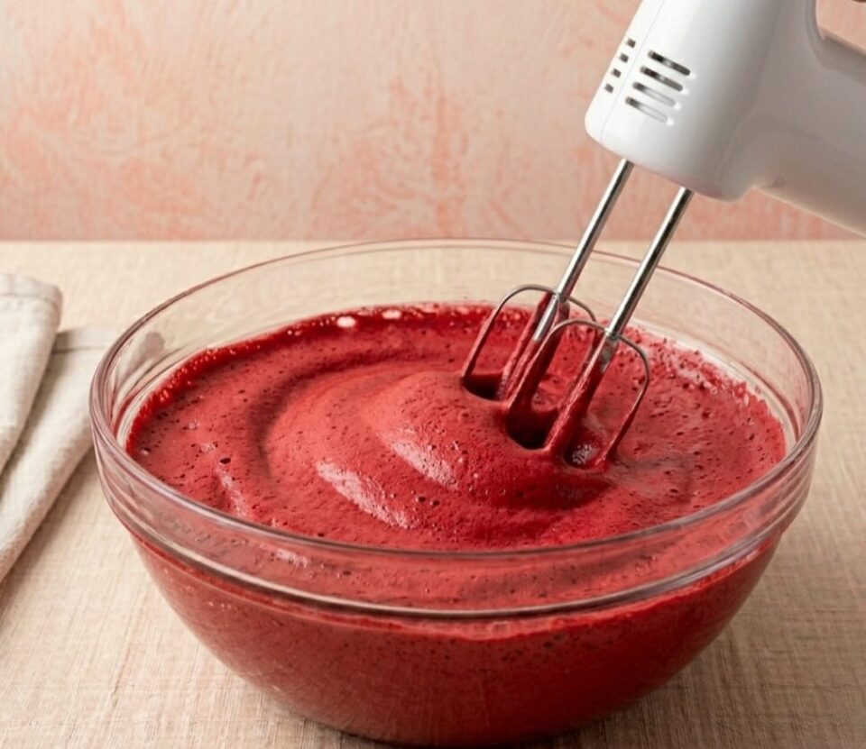Rotolo red velvet con crema e fragole
