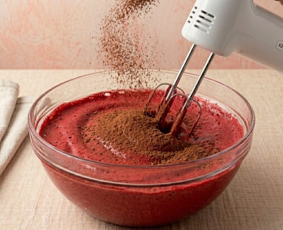 Rotolo red velvet con crema e fragole