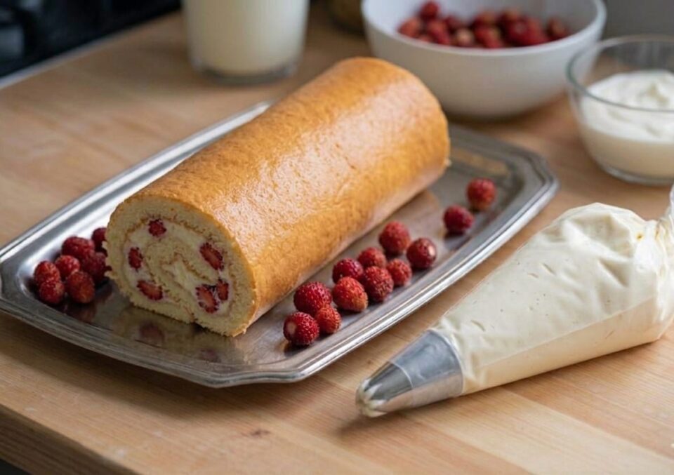 Il rotolo fragole e panna