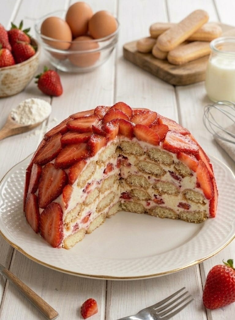 Zuccotto alle fragole e yogurt