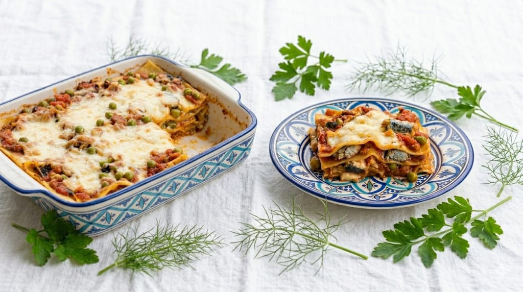 Pasticcio di lasagne con il pesce azzurro