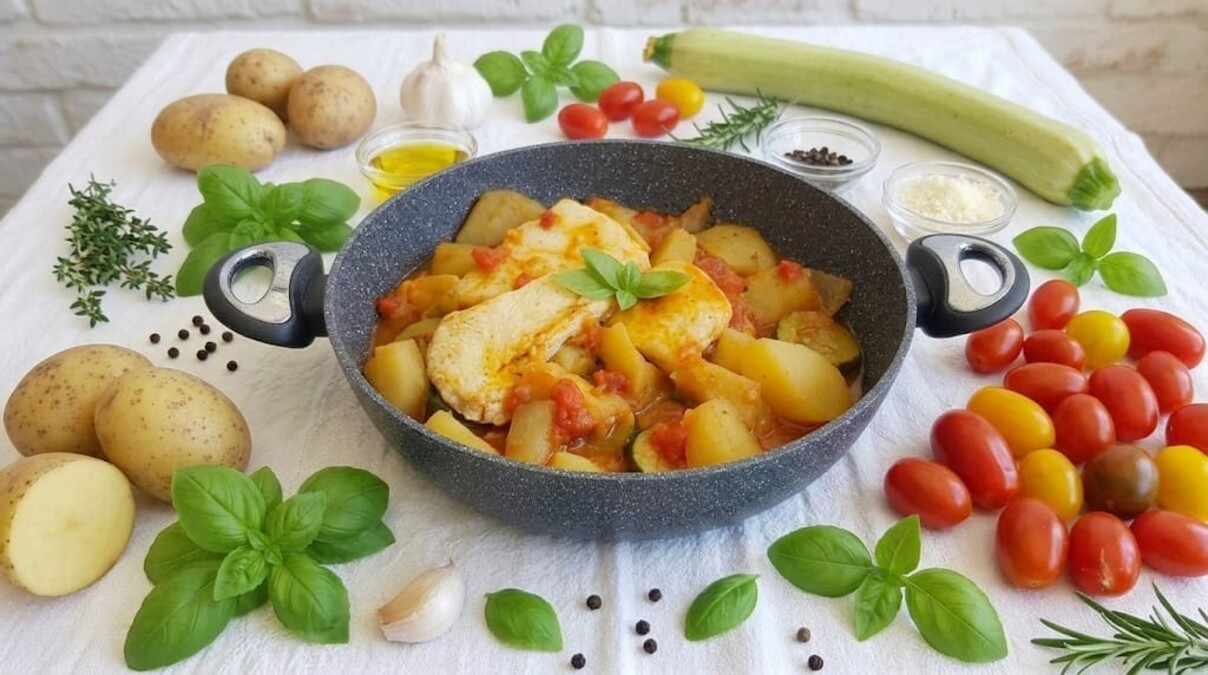 Petto di pollo con zucchina lunga siciliana