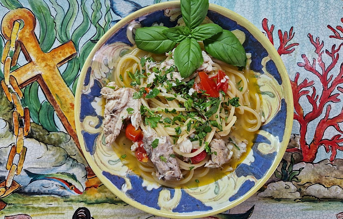 Spaghetti risottati con luccio di mare o barracuda
