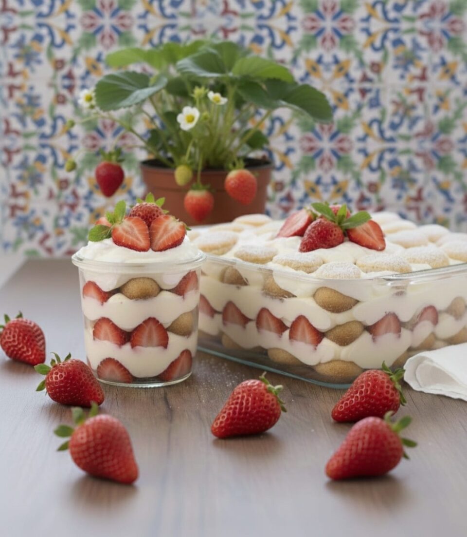 Tiramisù alle fragole con uova pastorizzate
