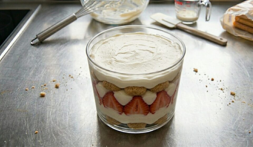 Tiramisù alle fragole con uova pastorizzate