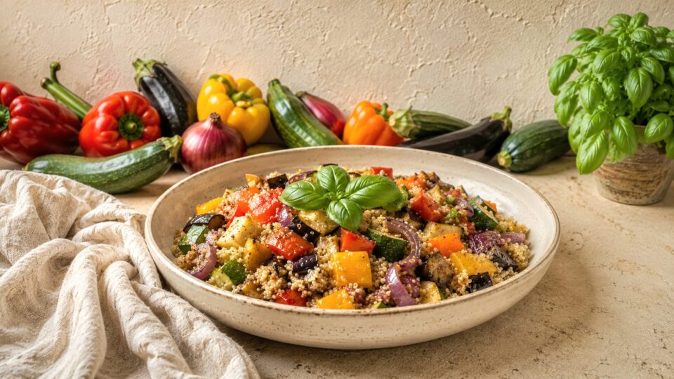 Quinoa croccante con verdure in agrodolce