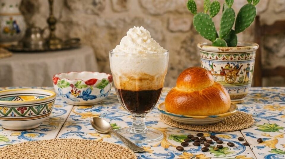 Granita caffè con panna e brioche
