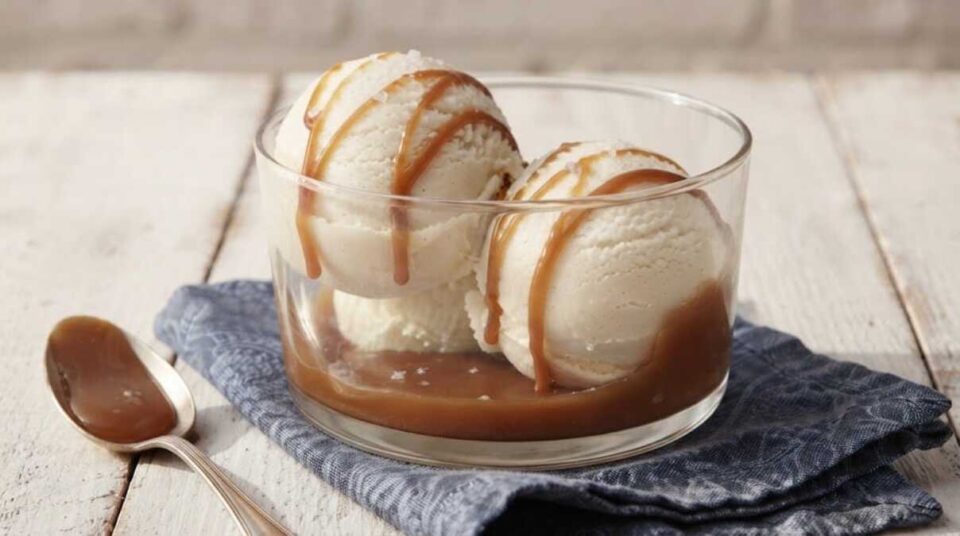 Gelato al caramello salato senza gelatiera