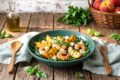 Insalata gourmet di mazzancolle e pesche grigliate