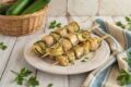 Spiedini gratinati di pesce e zucchine