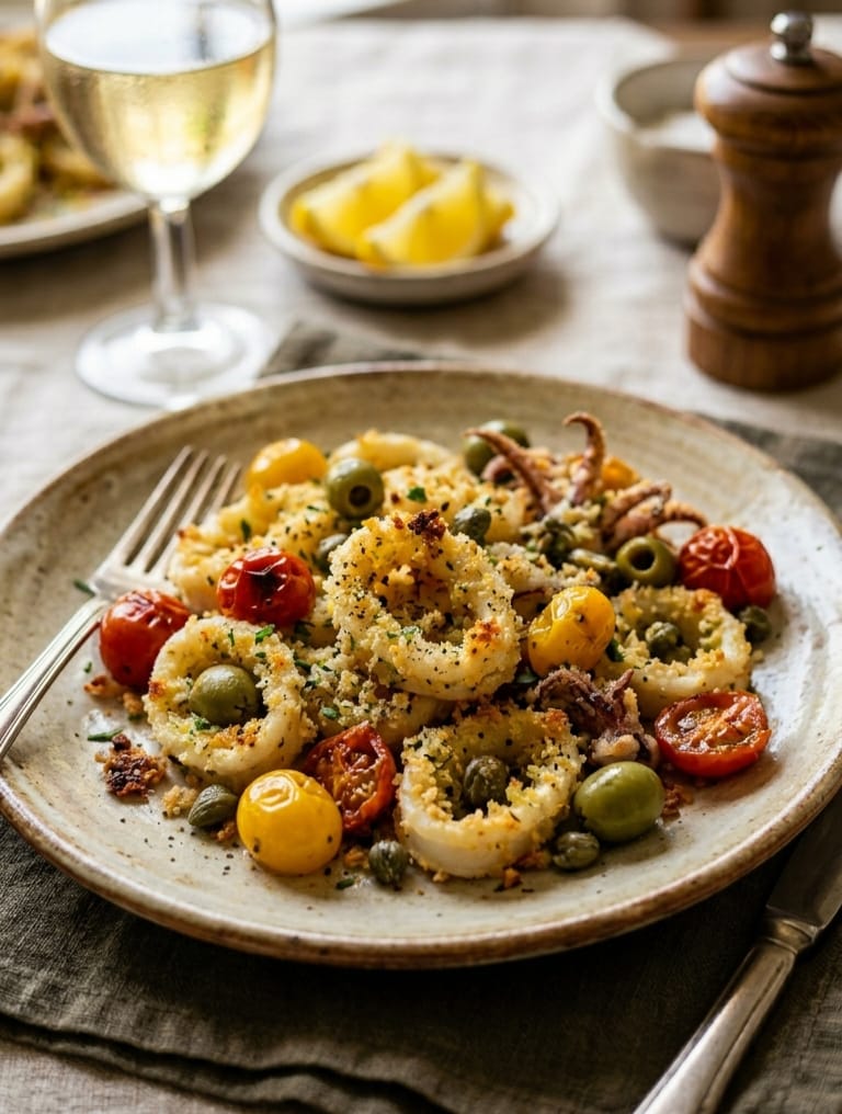 Anelli di calamari alla siciliana in forno o in friggitrice ad aria 