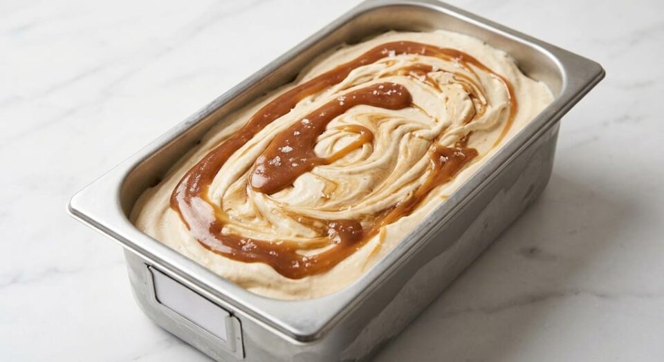 Gelato al caramello salato senza gelatiera