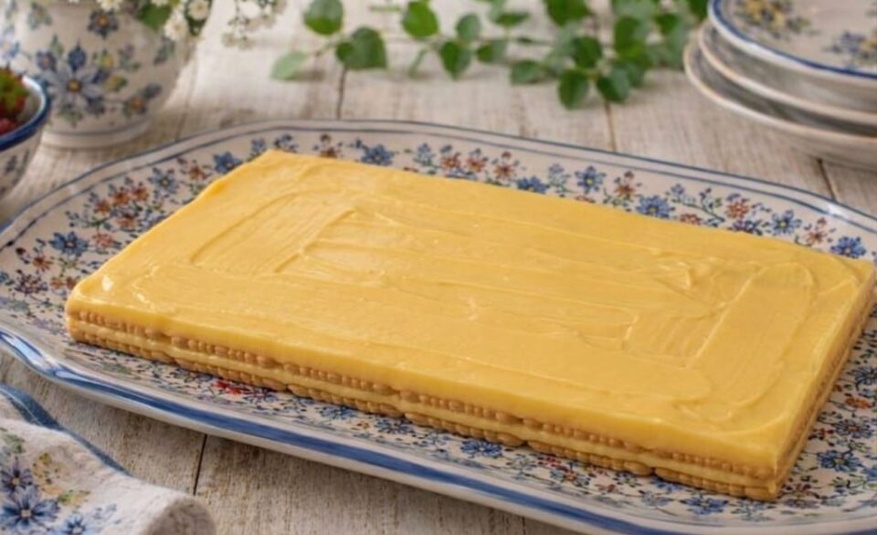 Mattonella di biscotti con crema e frutta