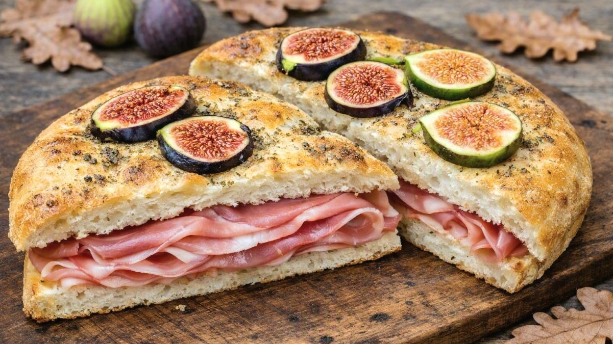 Focaccia con fichi e prosciutto crudo