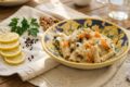 Pasta cremosa con pesto di limoni noci e salmone