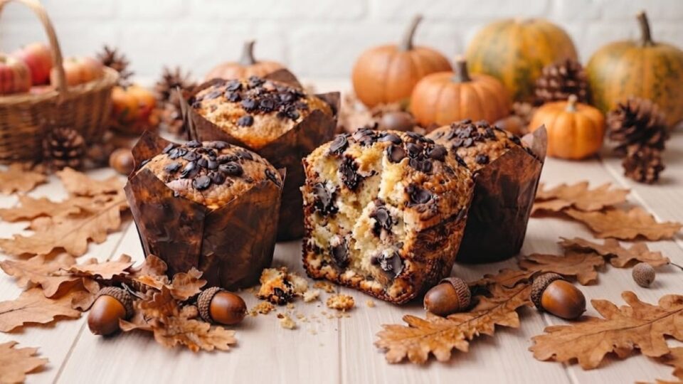Muffin di zucca con cioccolato e rum