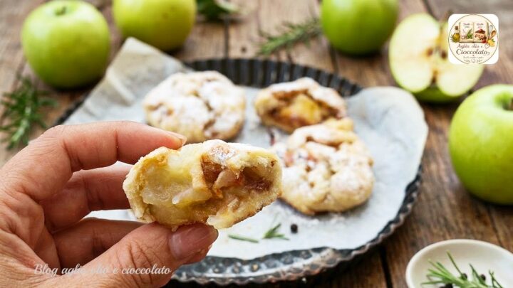 Dolcetto croccante mela e marmellata di limoni spezzato a metà