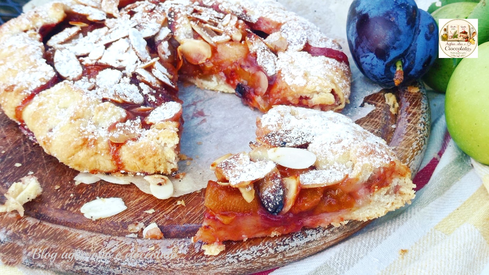 crostata rustica di mele e prugne con frolla all'acqua