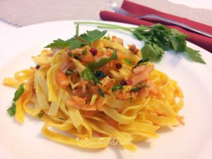 Tagliatelle zucca e salmone1 Tagliatelle con zucca e salmone