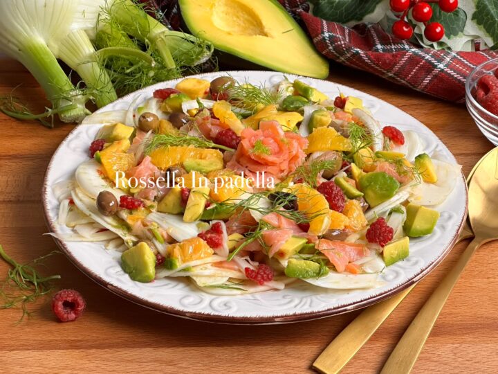 Antipasto facile e veloce, Insalata di finocchi con arance, salmone e avocado 