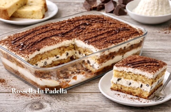 Tiramisù con colomba, ricotta e cioccolato. Ricetta senza cottura facile e veloce per riciclare la colomba ed il cioccolato delle uova di Pasqua 