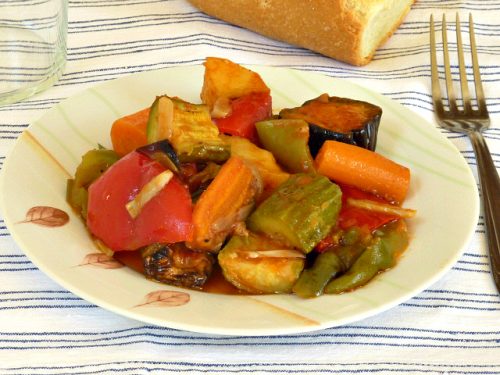 Baked vegetables in tomato sauce briam