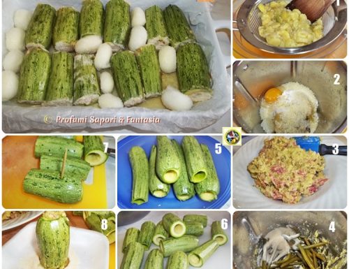Zucchine ripiene al forno con cipolline borettane