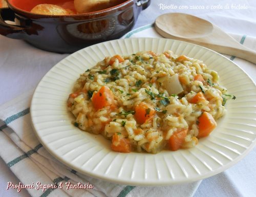 Risotto con zucca e coste di bietole