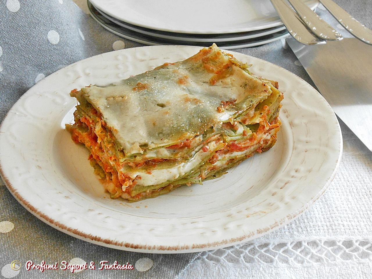 lasagne verdi con stracchino e mozzarella