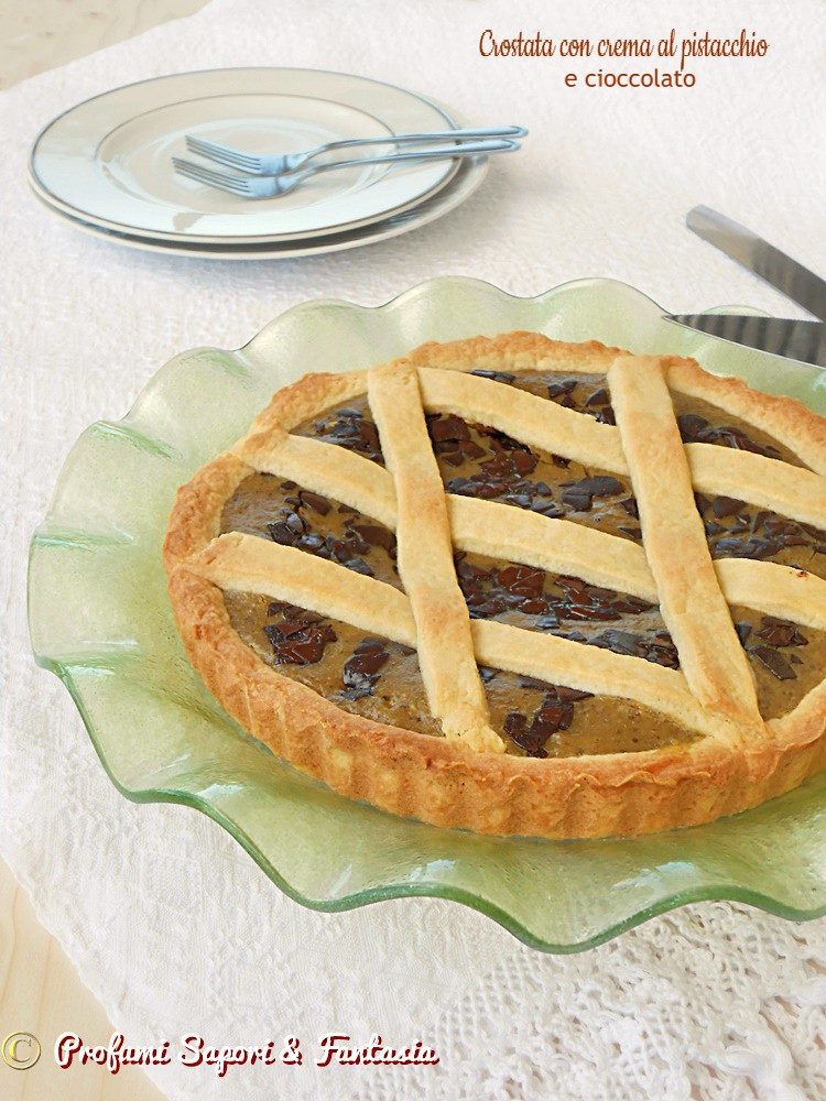 Crostata con crema al pistacchio e cioccolato ok