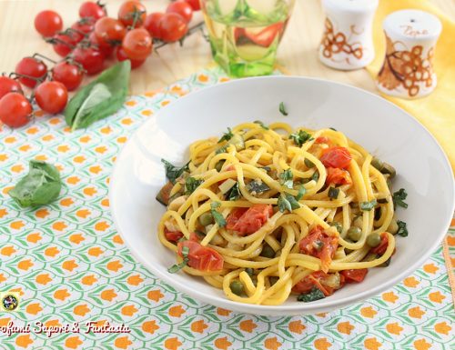 Spaghetti alle zucchine piselli e pomodorini