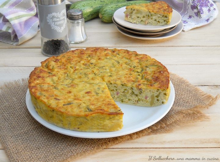 Frittata di zucchine, patate e pancetta