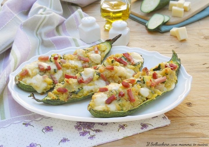 Zucchine ripiene con speck e scamorza