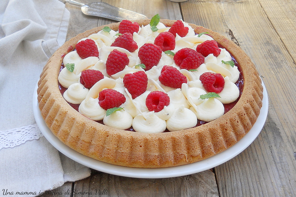 crostata morbida al cocco e lamponi oriz