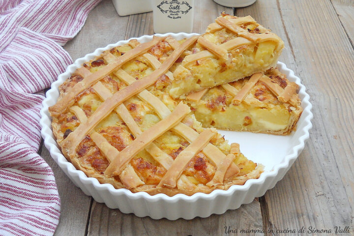 crostata salata patate porri e pancetta