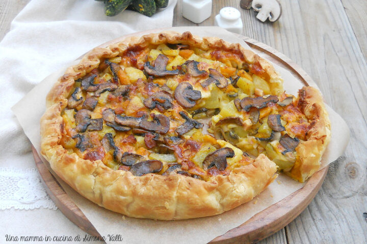 torta salata zucca funghi e pancetta