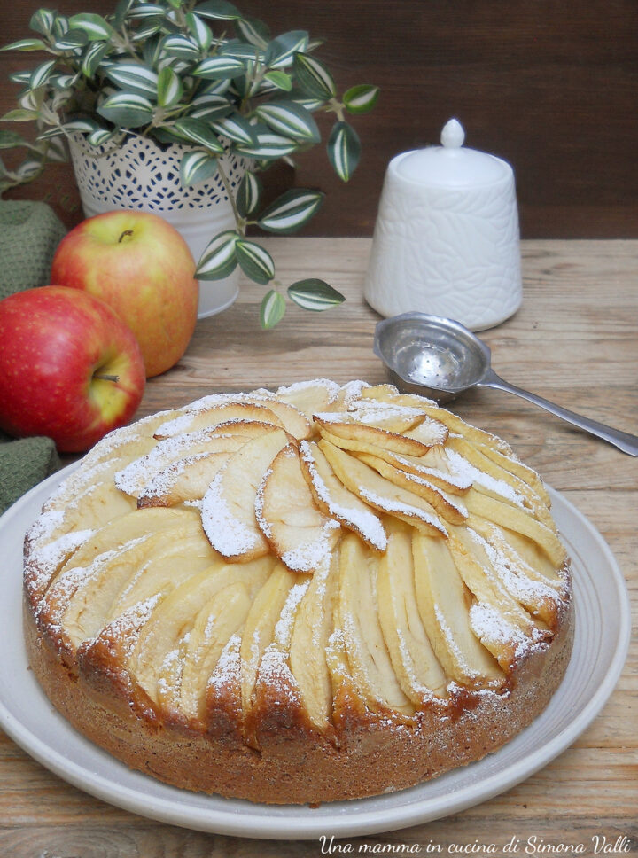 La torta di mele della nonna allo yogurt è alta, soffice e profumata, un dolce semplice che si prepara in poco tempo e si realizza con ingredienti genuini