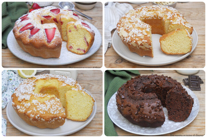 5 Ciambelloni soffici senza burro per una colazione genuina. Ciambella al cioccolato, alla ricotta, allo yogurt e alle fragole