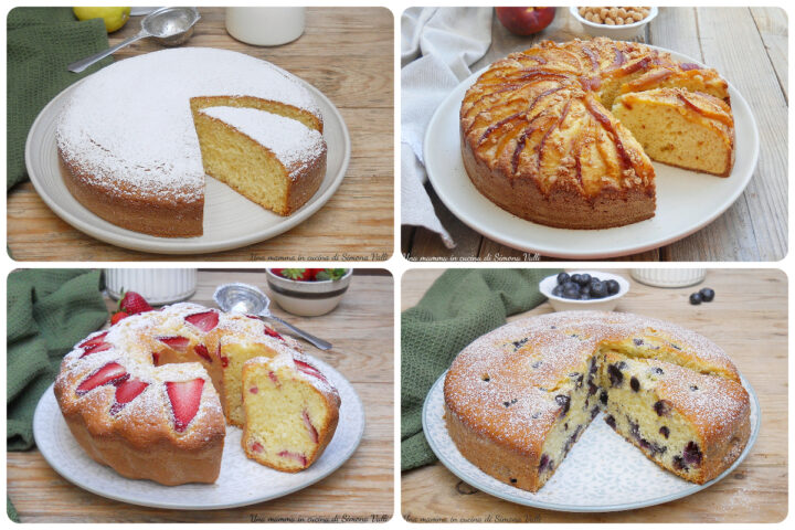 5 TORTE SOFFICI ALLO YOGURT PERFETTE PER L'ESTATE, ricette facili e veloci con pesche, mirtilli, ciliegie, e fragole.