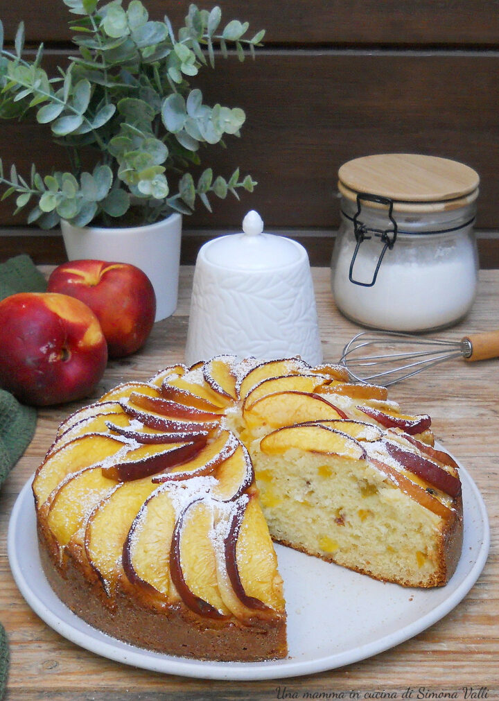 La torta di pesche morbidissima è un dolce soffice, umido e aromatico perfetto per iniziare bene la giornata. La frutta non affonda!
