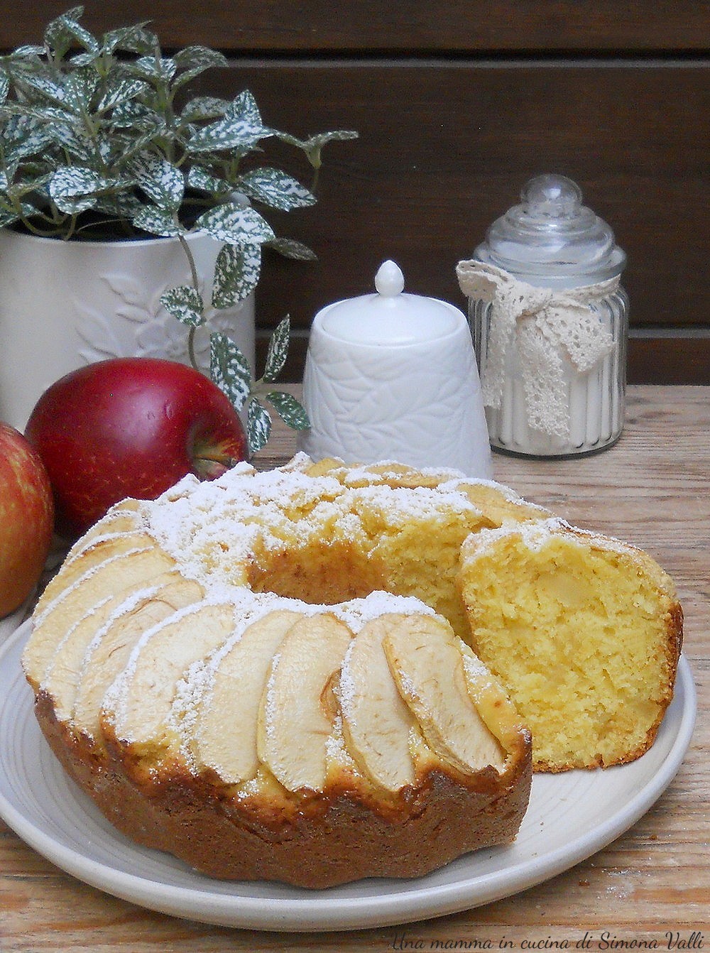 Ciambella ricotta e mele: un dolce morbido, umido e ricchissimo di frutta. Si prepara in 5 minuti in una sola ciotola e senza fruste.