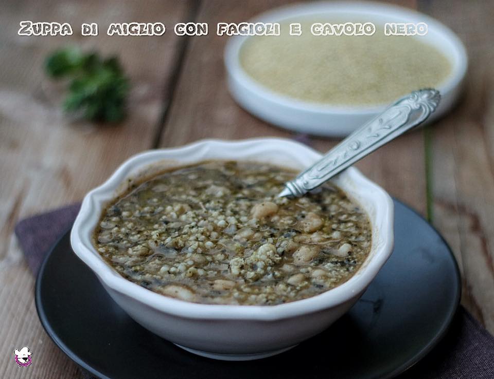 Zuppa di miglio con fagioli e cavolo nero