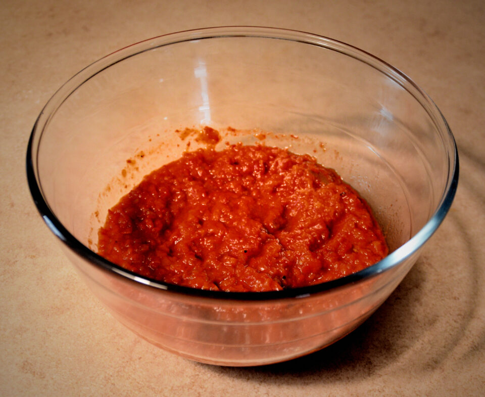 peperone frullato nella ciotola