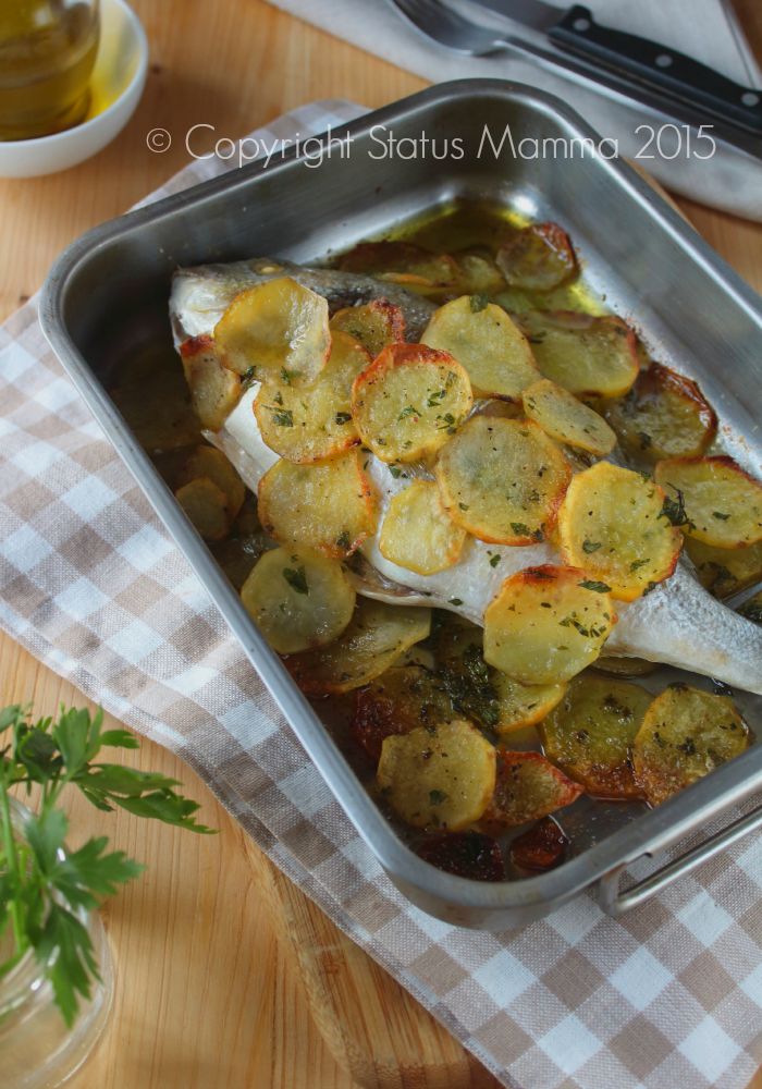 Orata alla pugliese ricetta tipica tradizionale secondo pesce cucinare regionale Puglia semplice economico gustoso con patate Statusmamma Gialloblogs
