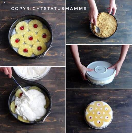 Torta fredda rovesciata allo yogurt e ananas fresca e golosa