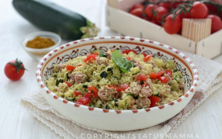 Cous cous tonno zucchine e pomodorini al curry leggero e gustoso Cous cous tonno zucchine e pomodorini al curry leggero e gustoso