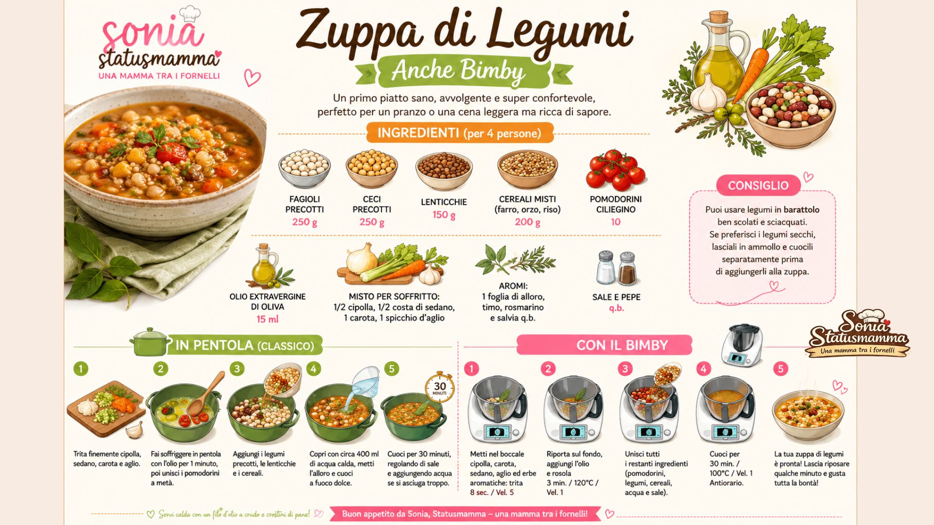 zuppa di legumi anche bimby ricetta infografica da salvare