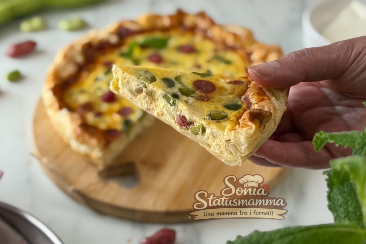 Torta Salata Fave, Salame e Primo Sale orizzontale